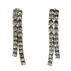Silver Rhinestone Waterfall Stud Earrings A139